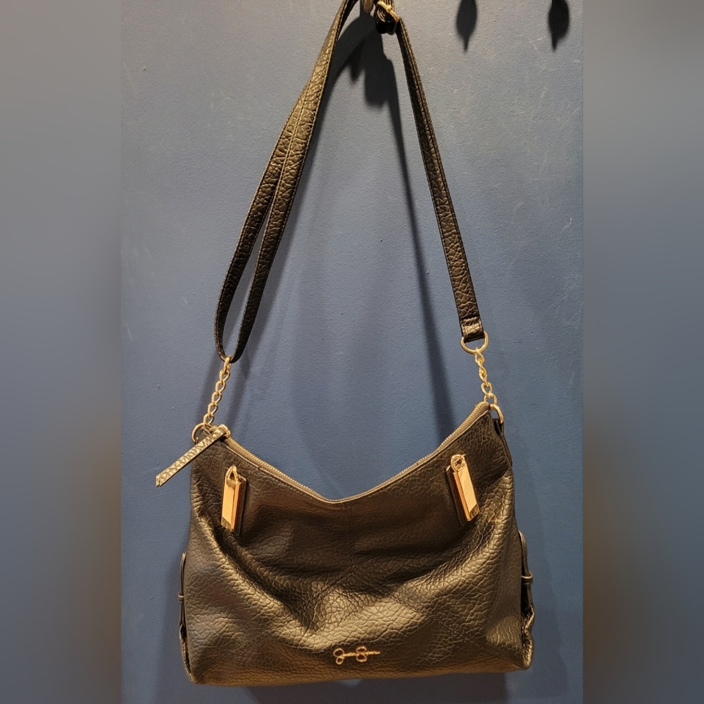 Jessica Simpson Black Crossbody Purse With Gold Accents Excellent Used Condition